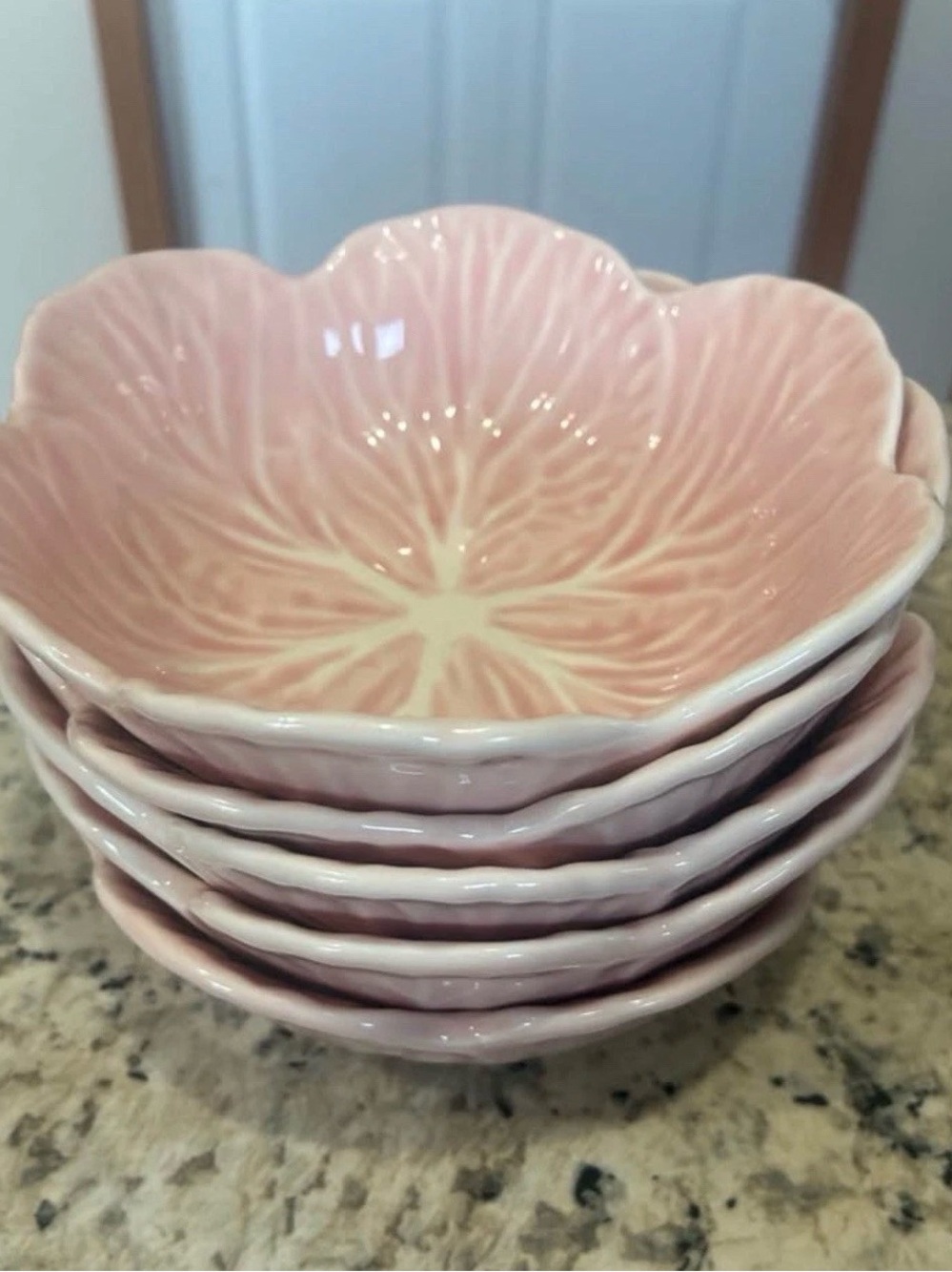 New Set of 5 Pink Cabbage Ceramic Bowls Bordallo Pinerio Style Cottagecore - Picture 4 of 4